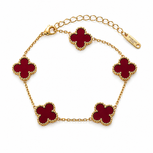 Burgundy Clover Bracelet
