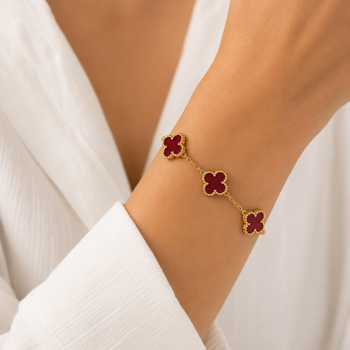 Burgundy Clover Bracelet